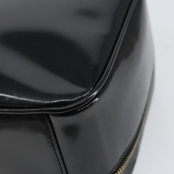 GUCCI Vanity Hand Bag Enamel Black Gold 000 2040 0323 Auth ep12198